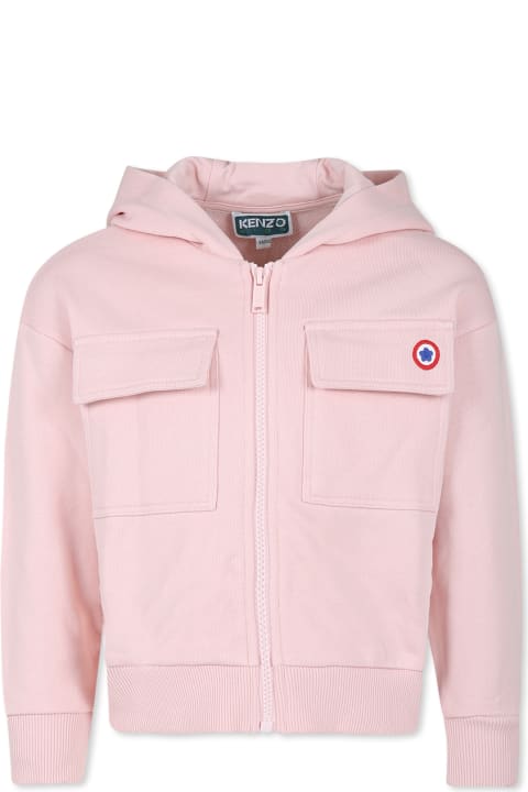 ガールズ Kenzo Kidsのニットウェア＆スウェットシャツ Kenzo Kids Pink Sweatshirt For Girl With K Flower