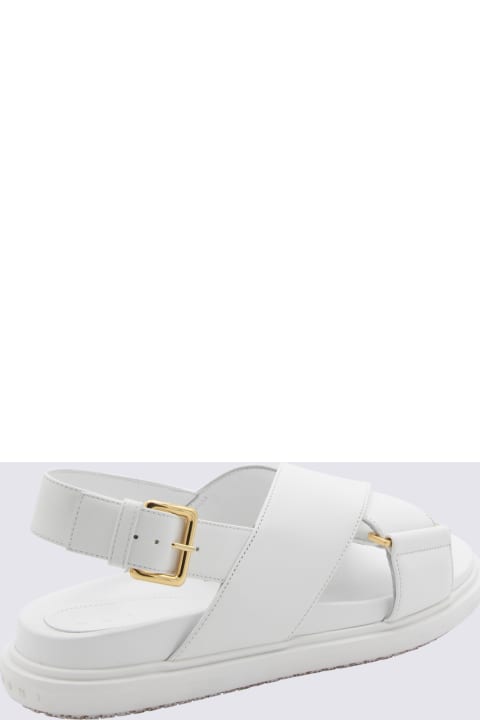 Sandals for Women Marni White Leather Fussbet Sandals