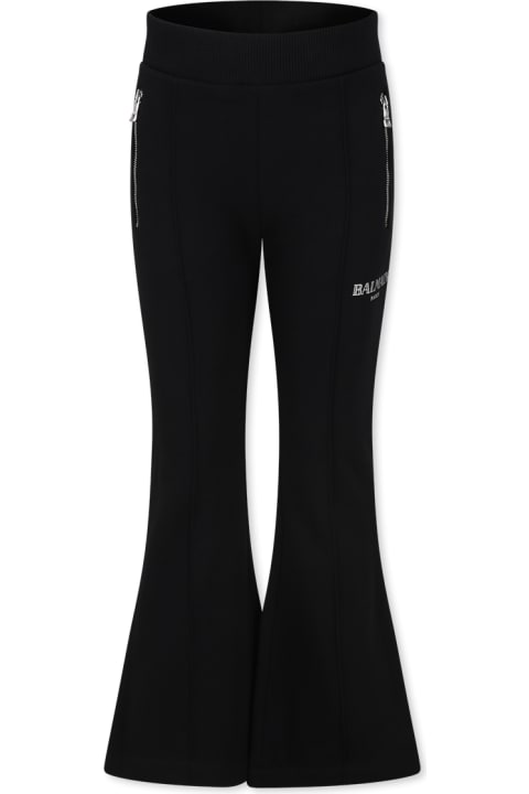 Balmain Bottoms for Women Balmain Black Trousers For Girl With Logo