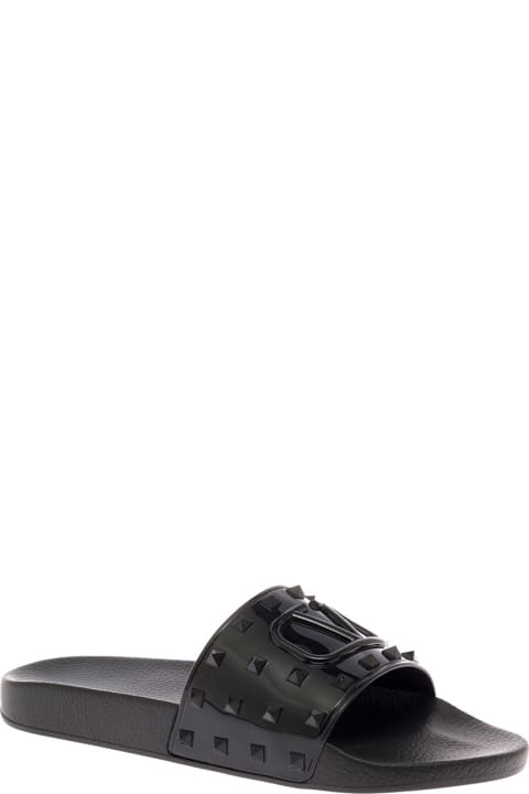 Valentino Garavani Men's Black Rubber Slide Sandals