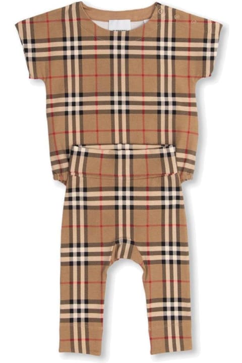 Fashion for Baby Boys Burberry Checked Crewneck Babygrow Set