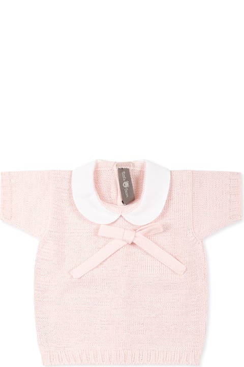 Homeware Little Bear Pink Sweater For Baby Girl With Bow