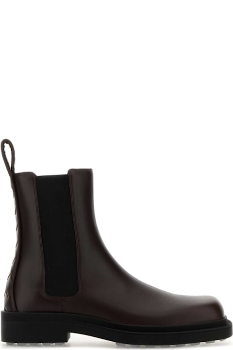 Bottega Veneta for Kids Bottega Veneta Dark Brown Leather Chelsea Ben Ankle Boots