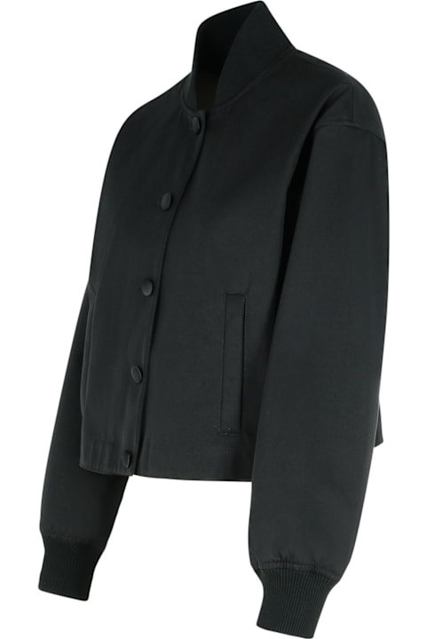 Dolce & Gabbana معاطف وجواكت لـ السيدات Dolce & Gabbana Black Polyester Blend Bomber Jacket