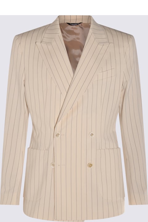 Dolce & Gabbana Clothing for Men Dolce & Gabbana Cream Cotton Blazer