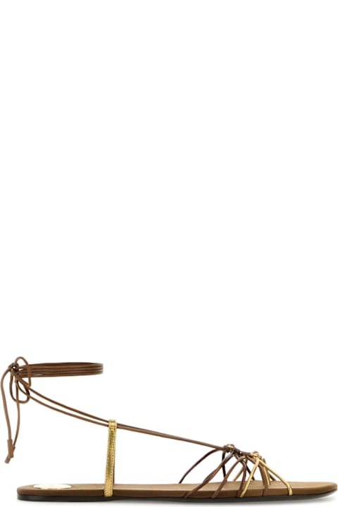Saint Laurent for Women Saint Laurent Brown Leather Babylone Sandals
