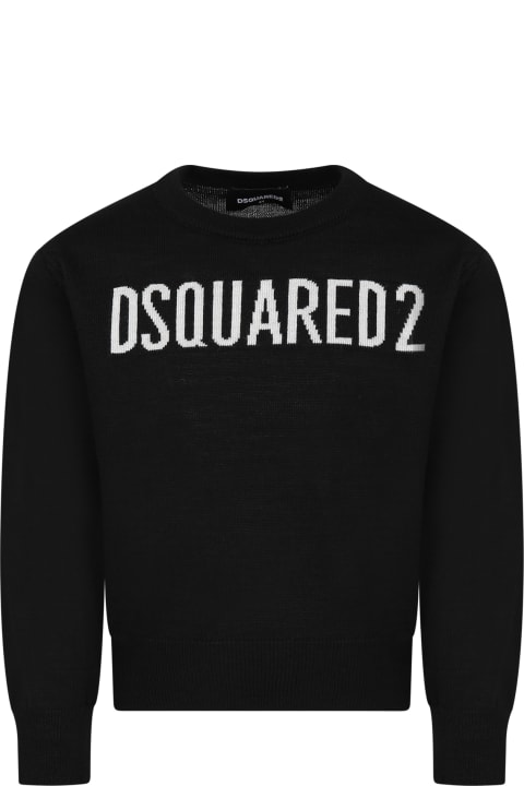 Dsquared2 Sweaters & Sweatshirts for Boys Dsquared2 Black Sweater For Boy With Logo