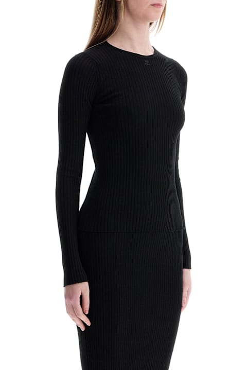 Courrèges Sweaters for Women Courrèges Black Viscose And Polyester Sweater With Drop Neckline