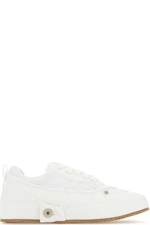 Shoes for Men Loewe White Denim Deconstructed Sneakers