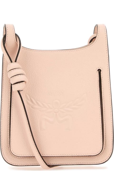 MCM for Women MCM Pastel Pink Leather Mini Himmel Hobo Crossbody Bag