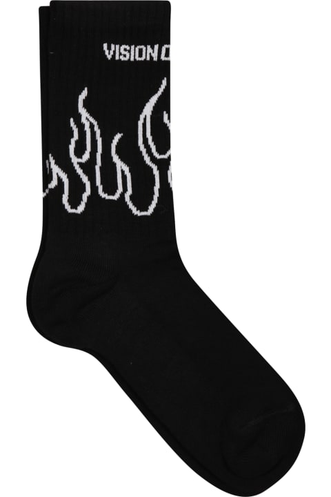 Black Socks Fo Boy With Logo