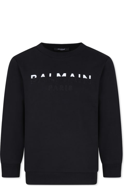 Fashion for Boys Balmain Black Sweatshirt For Kids With Logo
