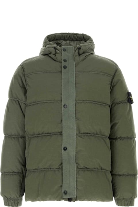 Stone Island for Men Stone Island Army Green Nylon Down Jacket