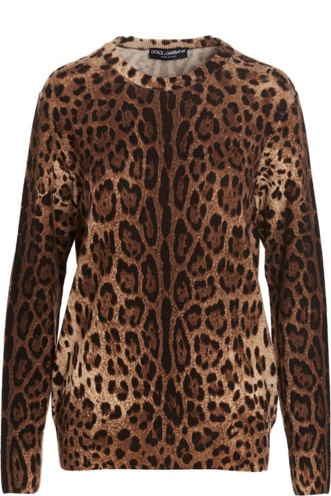 Sweaters for Women Dolce & Gabbana Animal Print Cashmere Sweater