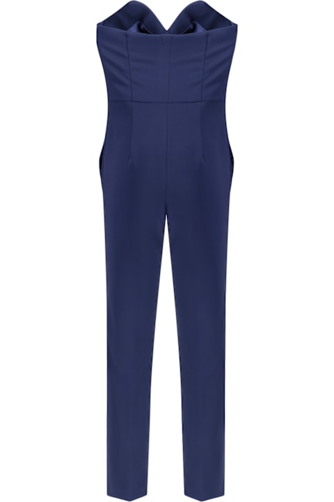 Jumpsuits for Women Elisabetta Franchi Crepe Jumpsuit With Macro Bow And Jewel Accessory