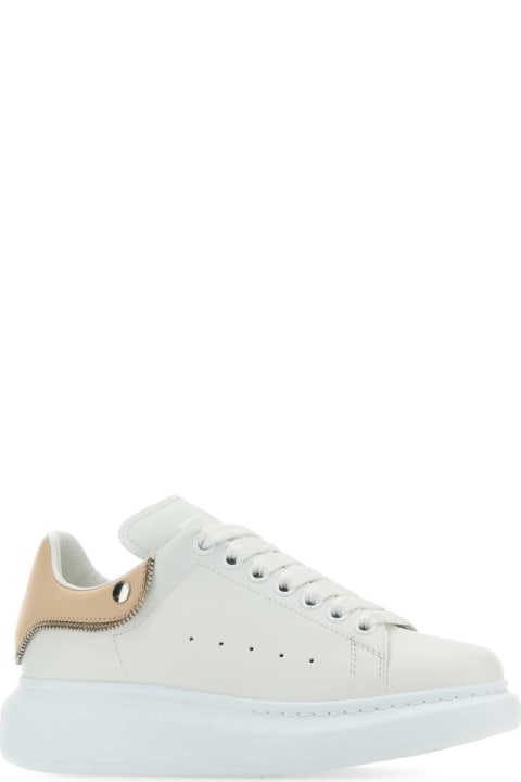 Shoes Sale for Women Alexander McQueen White Leather Sneakers With Powder Pink Leather Heel