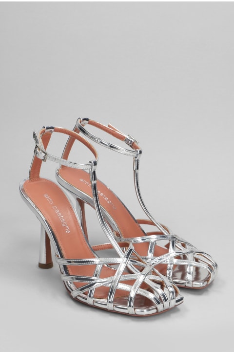 Aldo Castagna High-Heeled Shoes for Women Aldo Castagna Lidia Sandals In Silver Leather