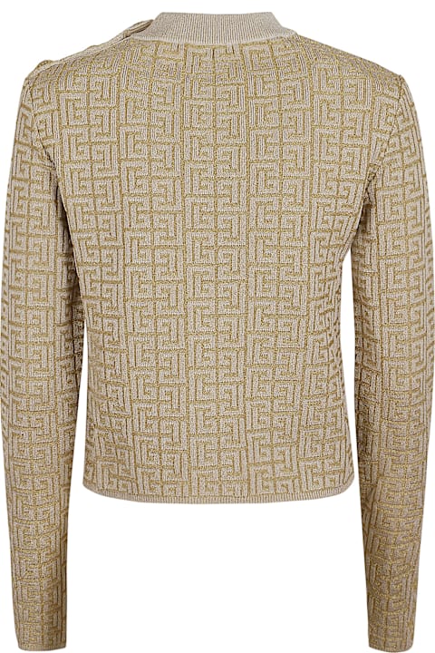 Balmain for Women Balmain Ls Glittered Monogram Knit Top