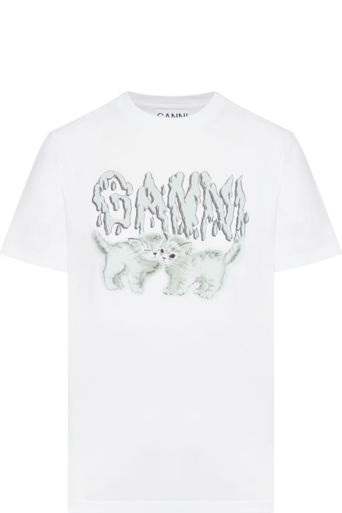 Ganni for Women Ganni Basic Jersey Love Cats Relaxed T-shirt