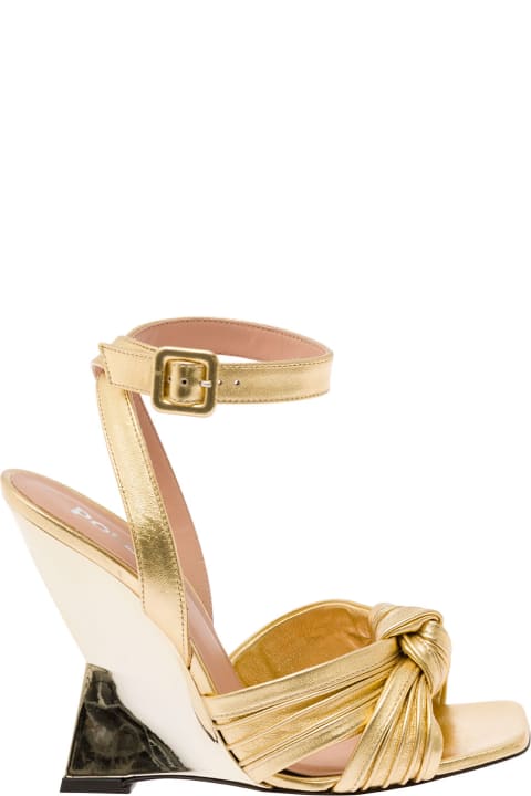 Fashion for Women Pollini Gold-tone Wedge With Knot Detail In Laminated Fabric Woman