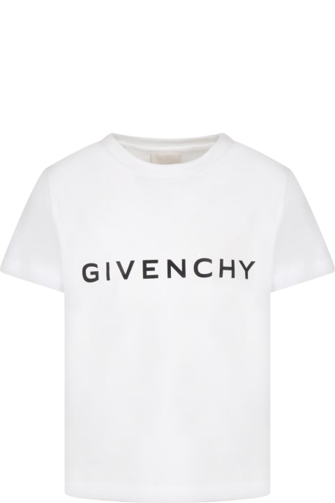 White T-shirt For Boy With Black Logo