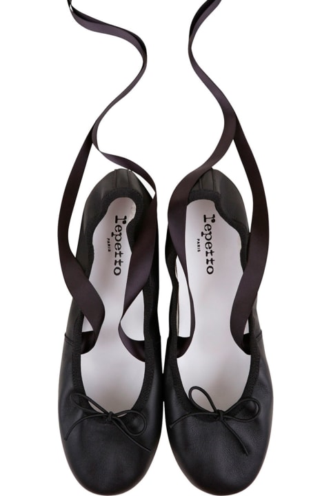 Flat Shoes for Women Repetto 'sofia' Black Ballet Flats With Ribbon In Leather Woman