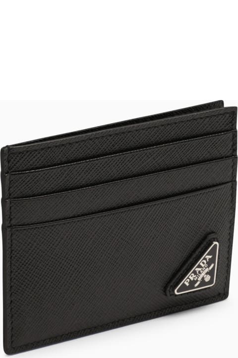 Prada Wallets for Men Prada Black Saffiano Leather Credit Card Holder