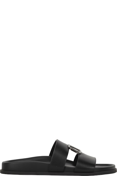 Sale for Men Valentino Garavani Leather Slides With Logo