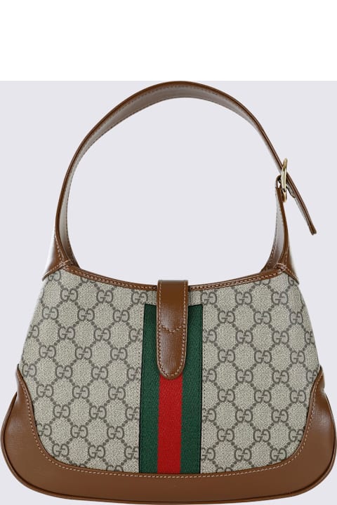 Bags for Women Gucci Ebony Leather And Cotton Blend Jackie 1961 Medium Shoulder Bag