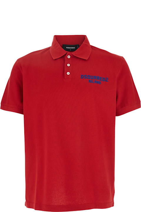 Dsquared2 Clothing for Men Dsquared2 Red Polo Shirt With Embroidered Logo On The Front In Cotton Man