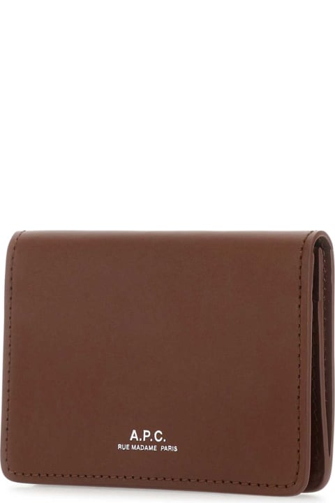 Accessories for Men A.P.C. Brown Leather Card Holder