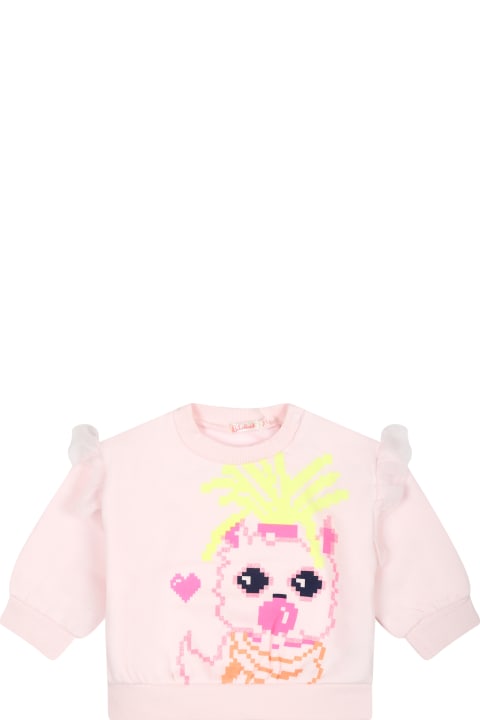 ベビーボーイズ Billieblushのニットウェア＆スウェットシャツ Billieblush Pink Sweatshirt For Baby Girls With Multicolor Print