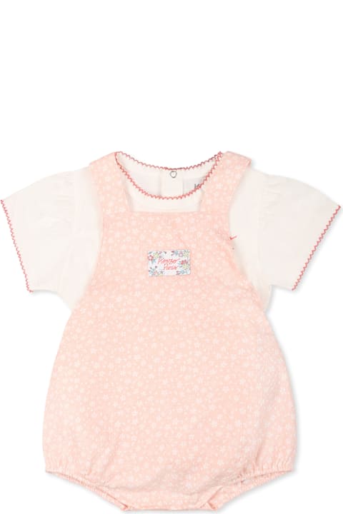 Kenzo Kids for Baby Girls Kenzo Kids Pink Romper For Baby Girl With Logo