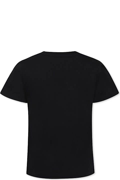 Homeware Balmain Black T-shirt For Girl With A Silver Rhinestone Logo