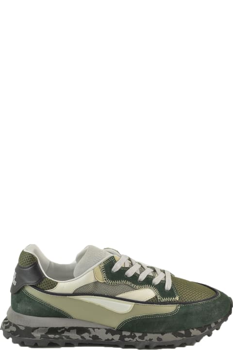 Green Mesh And Suede Men's Sneakers