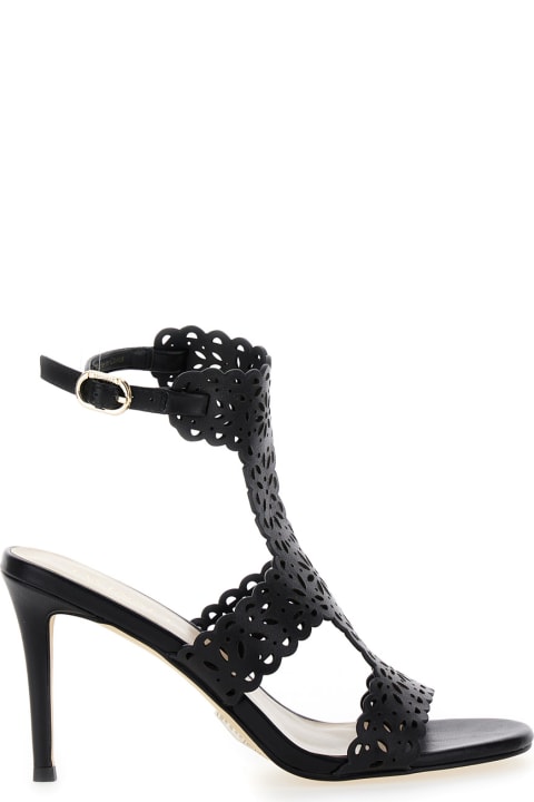 TwinSet for Women TwinSet Black High Sandals With Lace-motif In Leather Woman