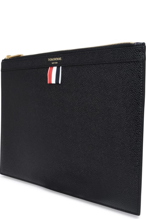 Bags for Men Thom Browne Black Leather Small Document Holder