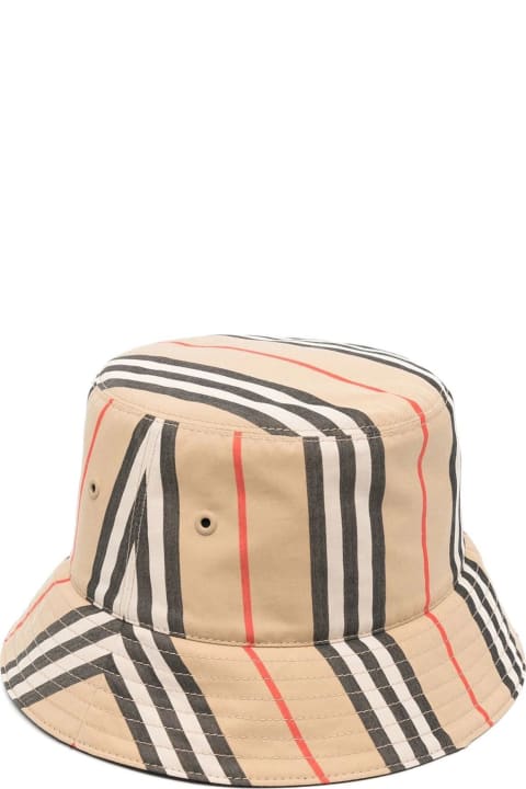 Burberry for Women Burberry Brown Bucket Hat With Icon Stripe Motif In Cotton