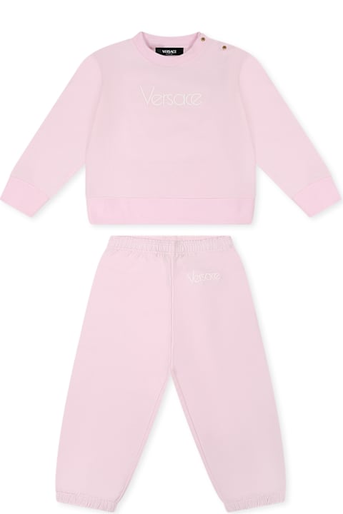 Bodysuits & Sets for Baby Girls Versace Pink Suit For Baby Girl With Logo