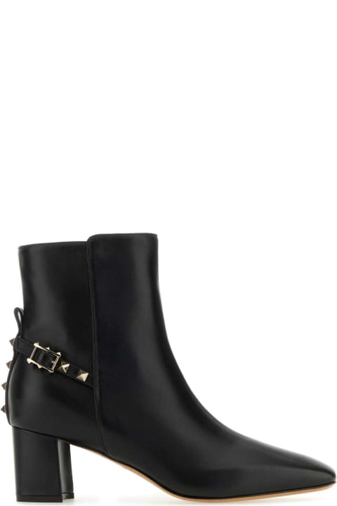 Fashion for Women Valentino Garavani Black Nappa Leather Rockstud Ankle Boots