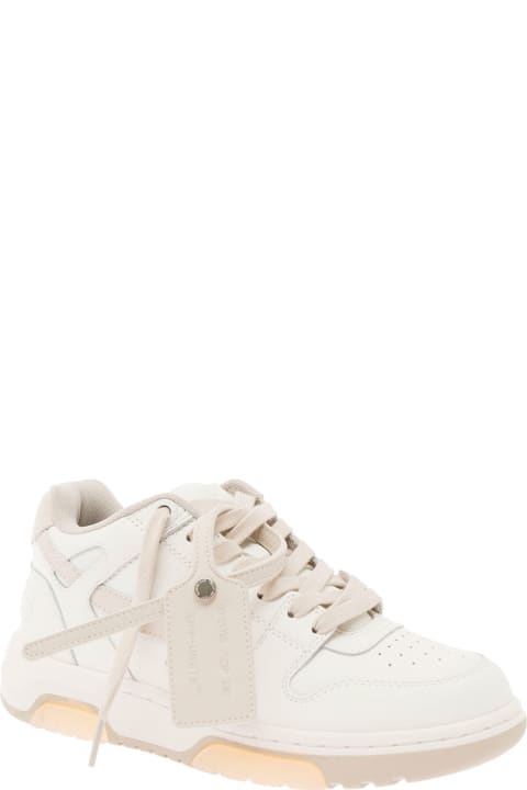 Out Of Office White And Beige Suede Sneakers Off White Woman