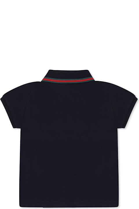 Gucci T-Shirts & Polo Shirts for Baby Girls Gucci Blue Polo Shirt For Baby Boy With Web Detail