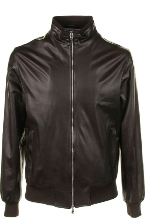 メンズ Barba Napoliのコート＆ジャケット Barba Napoli Leather Jacket With Zip