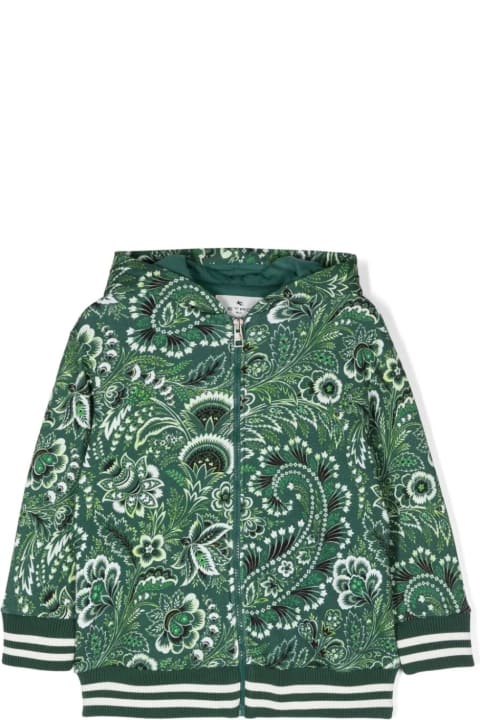 Fashion for Kids Etro Green Zip-up Hoodie With Paisley Print
