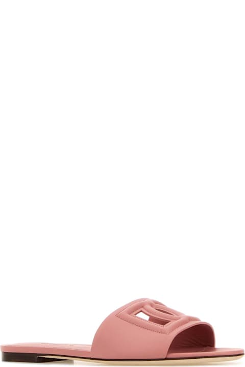 Dolce & Gabbana Pink Nappa Leather Slippers