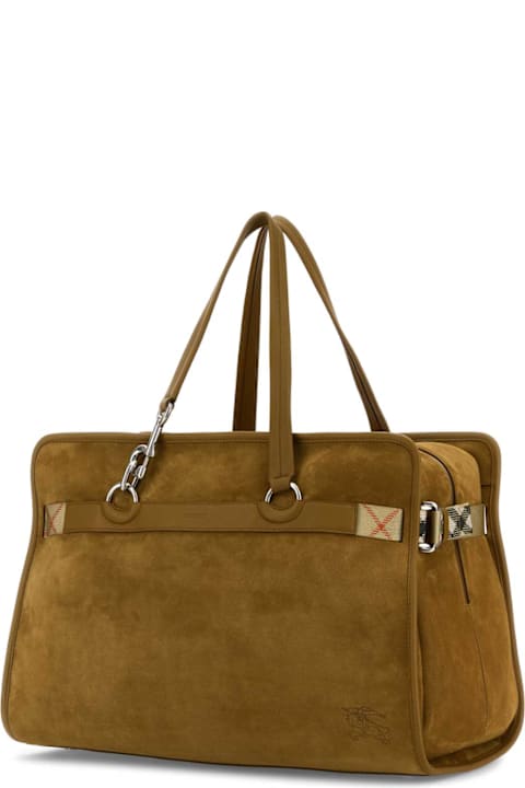 Burberry for Men Burberry Camel Suede B Clip Travel Bag