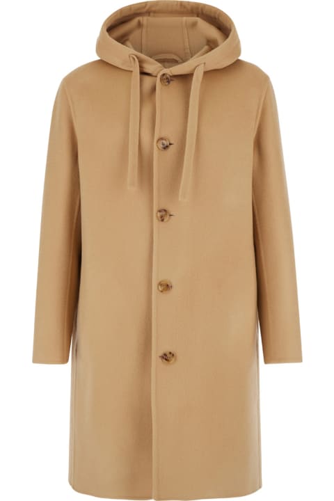 Lardini Coats & Jackets for Men Lardini Beige Single-breasted Coat With Hood In Wool Woman