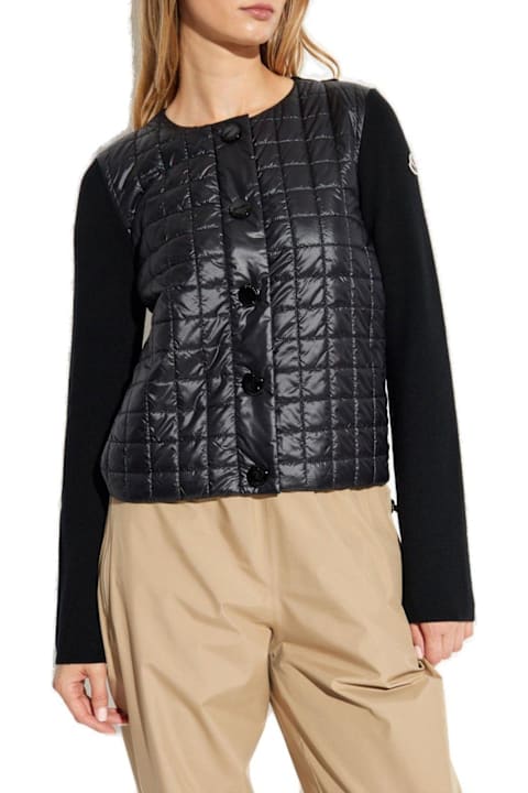 Clothing for Women Moncler Logo Patch Quilted Knitted Cardigan