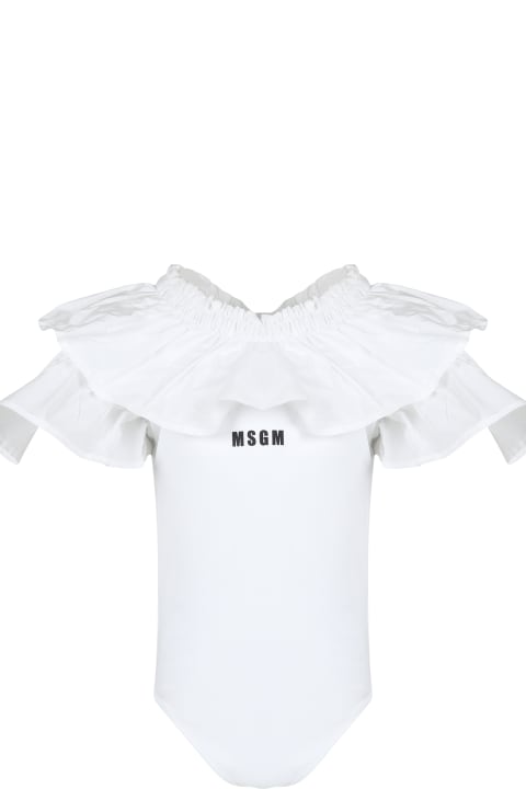 Fashion for Kids MSGM White Bodysuit For Girl With Logo