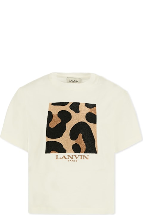 Homeware Lanvin Ivory T-shirt For Girl With Leopard Print